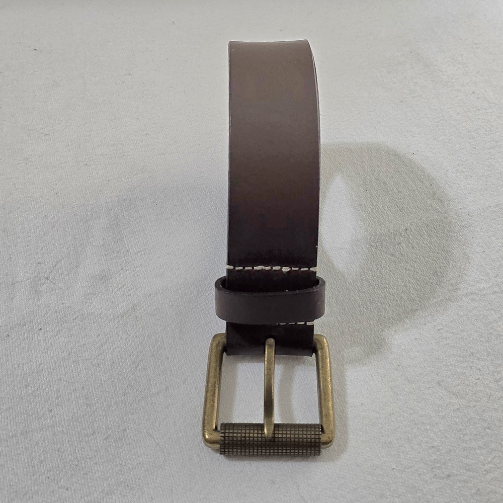 Timberland Dark Brown Genuine Leather Belt Roller Buckle Wide Keeper Size 36 - Picture 4 of 16